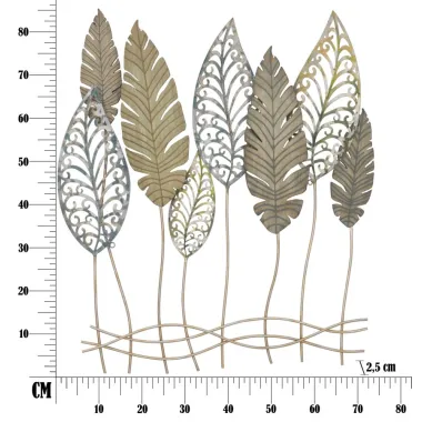 PANEL ZE STALI I DREWNA LIŚCIE -C- 75 2,5 87 cm